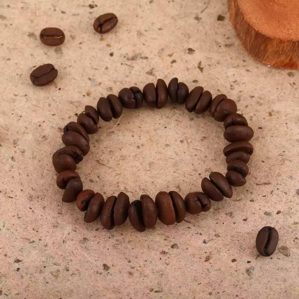 Fresh Coffee Bean Mind-Clearing Bracelet: Exquisite Unisex Beaded Jewelry & Unique Couple Gift