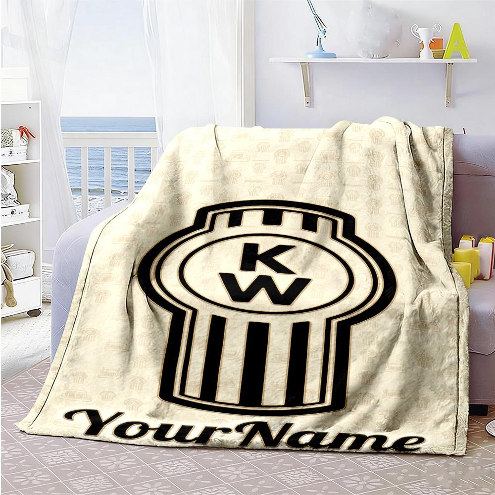 Kw Heavy Trucks Customize Your Name Blanket Cozy Personalized Blanket Ultra-Soft Suitable for Bed Couch Picnics Seaside Ideal for All Seasons