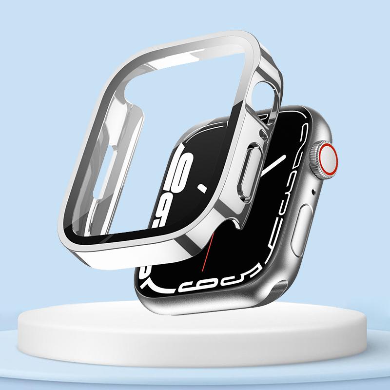 Glass+Waterproof Case for Apple Watch 7 8 9 45mm 41mm Screen Protector Hard PC Bumper for iWatch Series 6 5 4 SE 44mm 40mm Cover