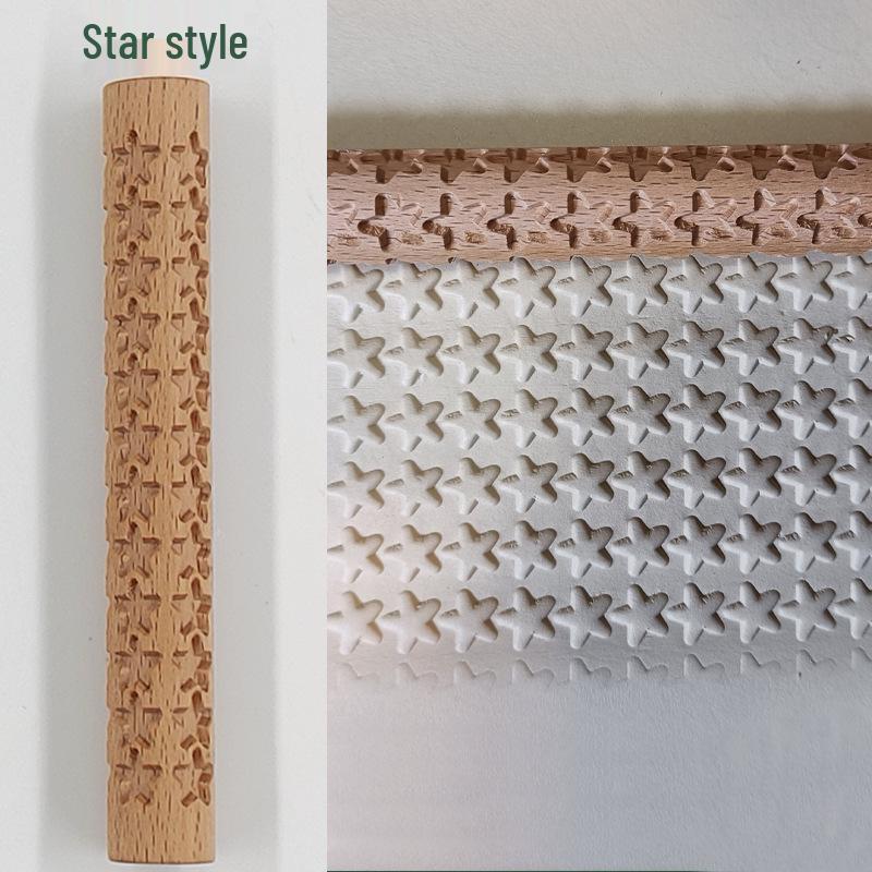 Wave Pattern Wooden Clay Roller for Pottery and Sculpture