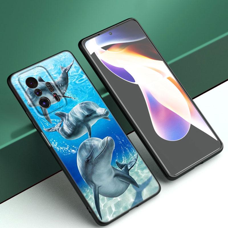 Ocean Golphin Dance Skaczące Etui na Telefon Dla Xiaomi Mi A2 8 9 SE Note 10 10T 11 12 Lite 9T 11T 12S 12T Pro A3 6X 12X Czarne Etui