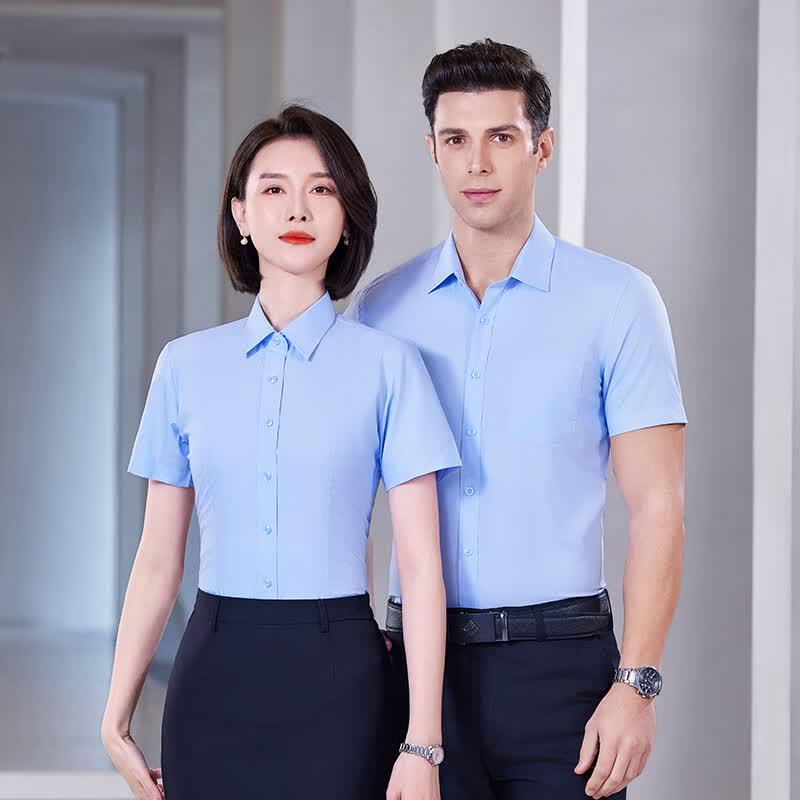 Tluoman Unisex Light Blue Professional Short Sleeve Shirt 2XL/39