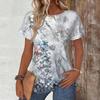 Printed Short Sleeve Floral Retro Printed Women's Round Neck T-Shirt Summer Loose