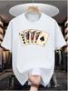 Men'S Casual Digital Print T-Shirt with Poker Pattern - Made Of, Featuring a Round Neck, Short Sleeves, Street Hip-Hop Style