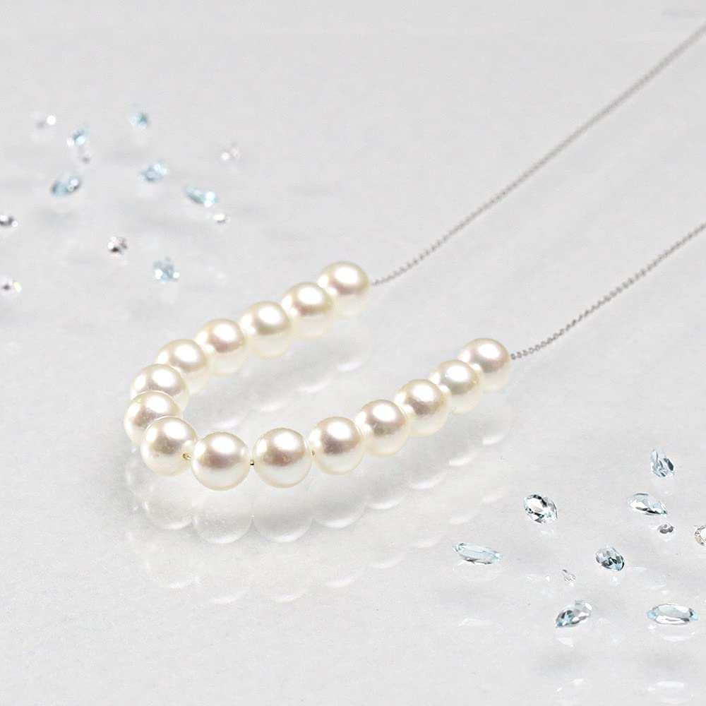 Pearl Necklace Arch Pearl Pendant 15pc K18WG Women's [Giftwrapped]