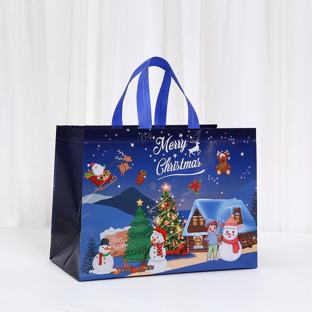 StoBag Christmas Non Woven Tote Bags Reusable Gifting Bags for Holiday Packaging Candy Cake Party Favors Retail Shopping Markets