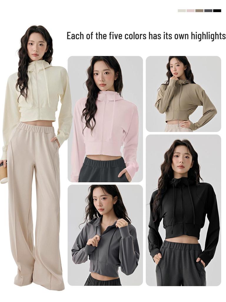 Selected Women's Hooded Sportswear Jacket: Casual Slimming Fit for Outdoor Running & Yoga