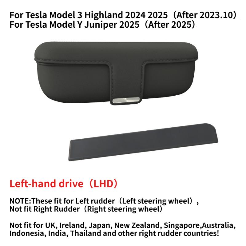 Glasses Case for Tesla Model Y Juniper 2025 2026 Silicone Magnetic Left-hand Drive Glasses Organizer Box Car Interior Accessorie