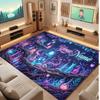 Mushroom Forest Theme Crystal Velvet Floor Rug Personalized Custom Name Text Warm Carpet Home Decoration