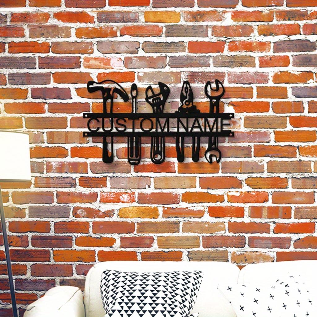 Custom Industrial Metal Wall Art with Name Workshop Tools Rustic Decor for Garage Man Cave