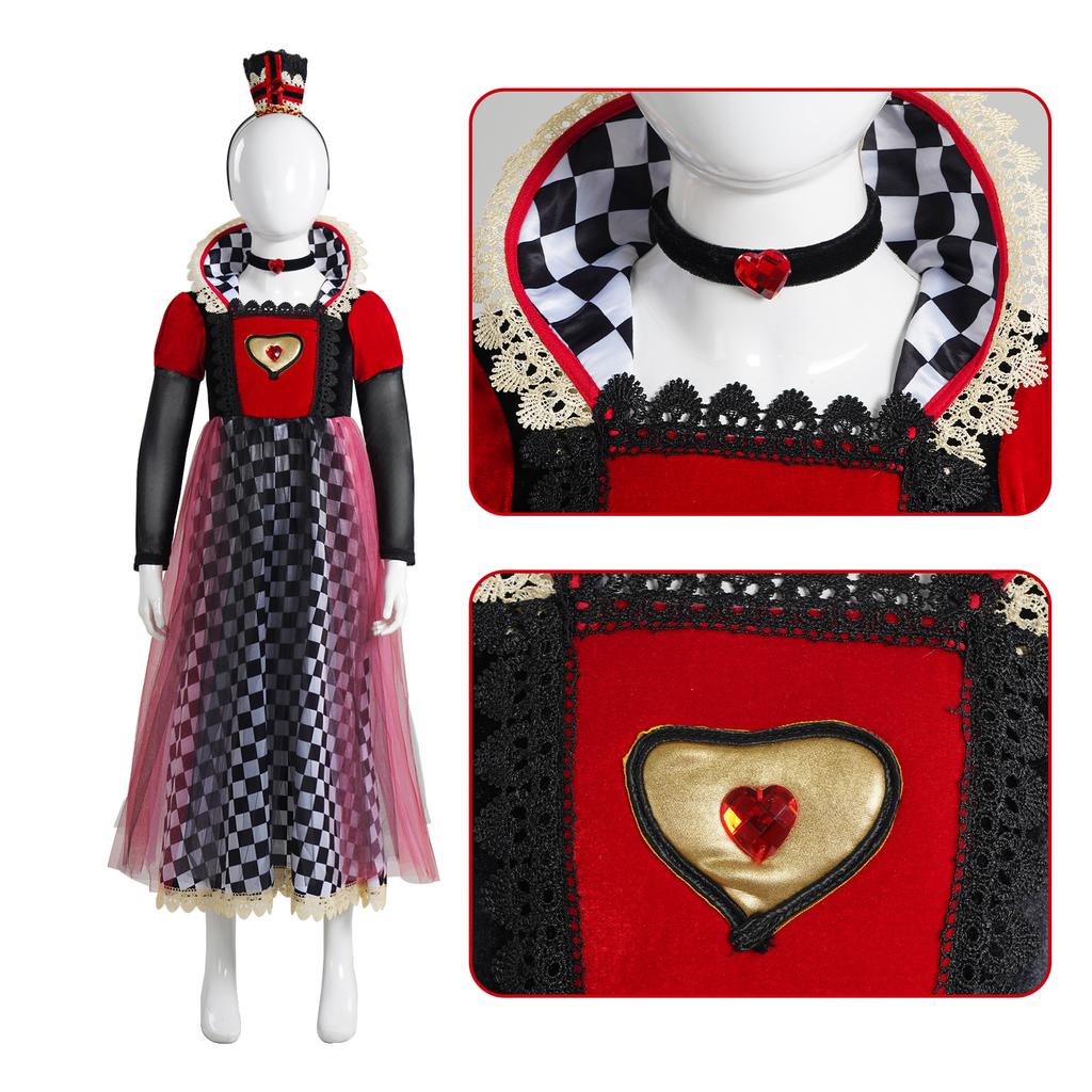 Red Queen Cosplay Outfit, Alice in Wonderland Halloween Stage Performance Dress