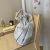 Borsa a mano da donna con fiocco e pieghe, borsa da spalla