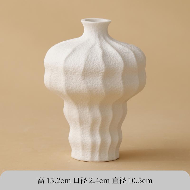Keramik weiße Vase Wohnzimmer Kunststoff Schicke Vase Wasserkulturgefäße Einsetzen von Trockenblumen Topf Desktop Deko Ornamente