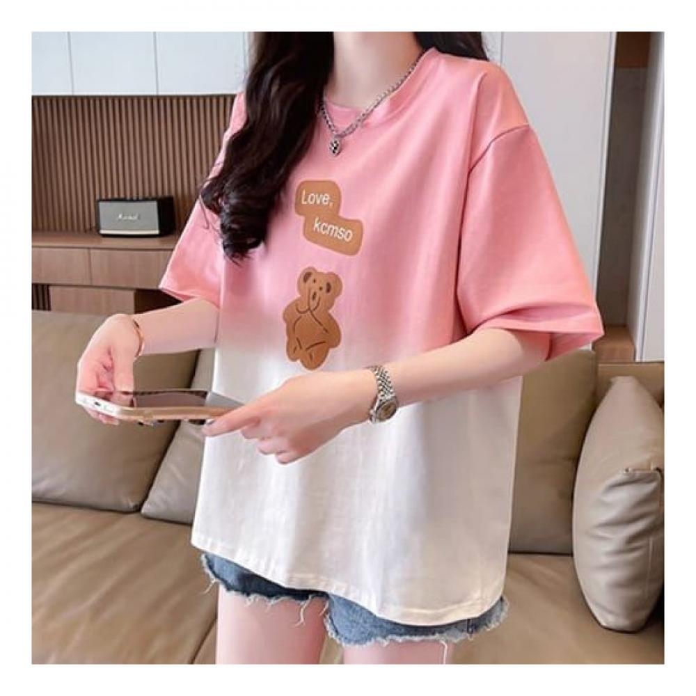 Navava Casual GradienT Bear ShorT Sleeve T shirT nT1528