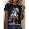 Summer Animal Horse Retro 3D Print T-Shirts Women Casual Short Sleeve T Shirt Streetwear Round Neck Tees Tops Female Clothing