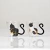 250 ml Cute  Black Cat Glass Coffee Mug Set Handgrip Animal Shaped Milk Water Juice Mugs Tea Cup Japanese Style Kawaii Gift Home