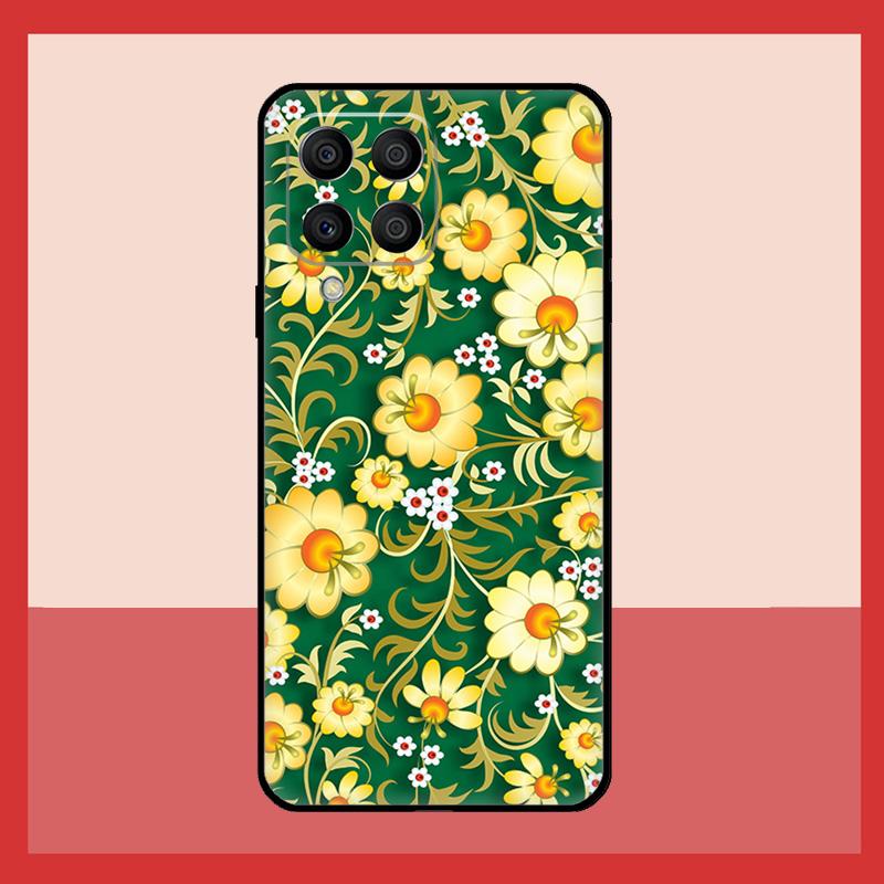 Khokhloma Russian Pattern Flower Case For Samsung Galaxy M52 M32 M53 M16 M11 M21 M31 M35 M12 M13 M14 M15 M36 M56 M55 M34 M54