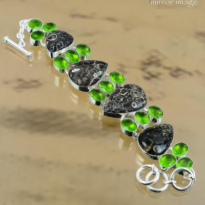 Chaîne de Bracelet Réglable en Agate Turritella Naturelle Argent 925 Pour Filles
