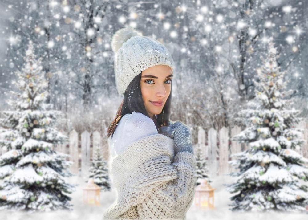 Avezano Winter Photography Backdrop Glitter Snowy Forest Pine Tree Background Snow Christmas Xmas Holiday Party Decor Ba