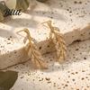 Everyday Luxury Earrings 1 Pair Rhinestone Leaf Stud Earrings Sparkly