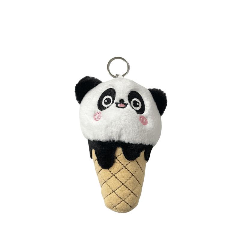 Creative Cartoon Cone Panda Keychain Pendant Ice Cream Hanger Doll Cute Bag Accessories