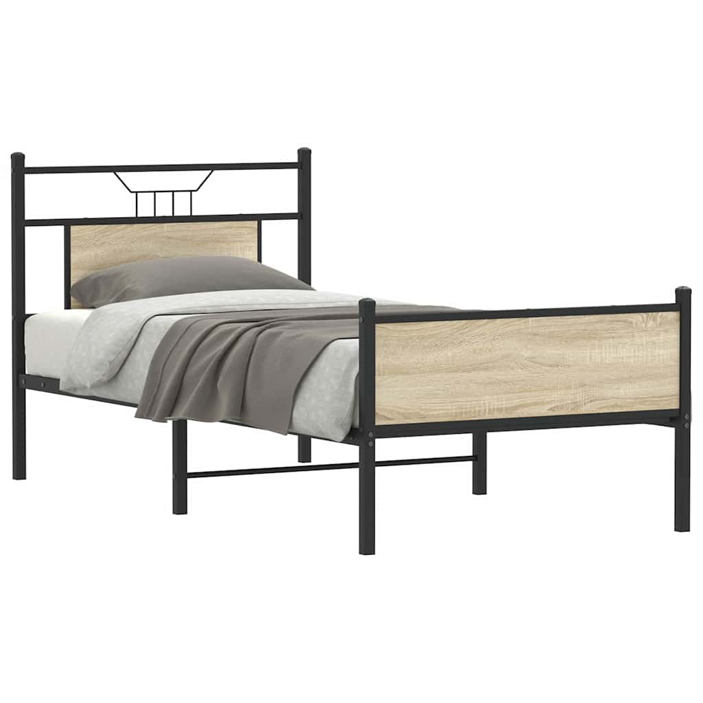 Bed Frame Without Mattress Sonoma Oak Finish 80 X 200 Cm Engineered Wood