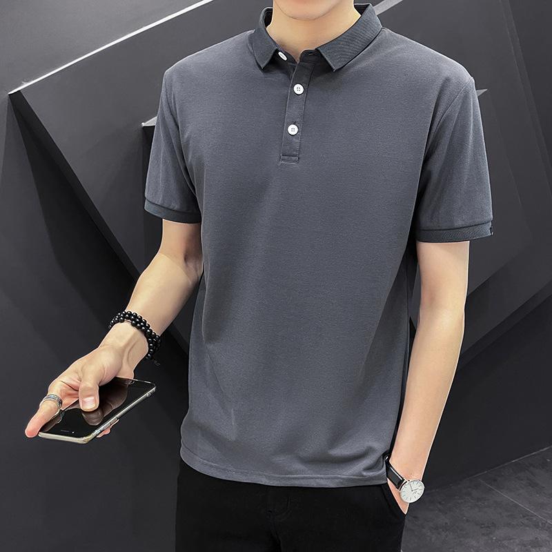 Solid Color Short Sleeve Polo Shirt Men Summer Collar T- Shirt Plain Work