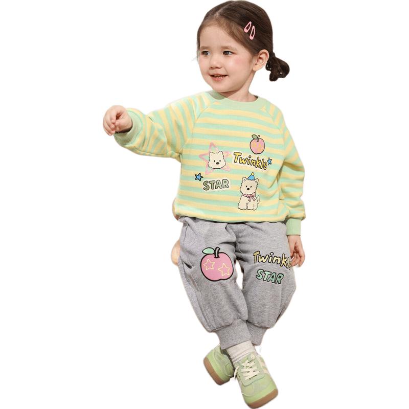 LUSON Infant Girls' Cartoon Sweatshirt & Sport Pants Set