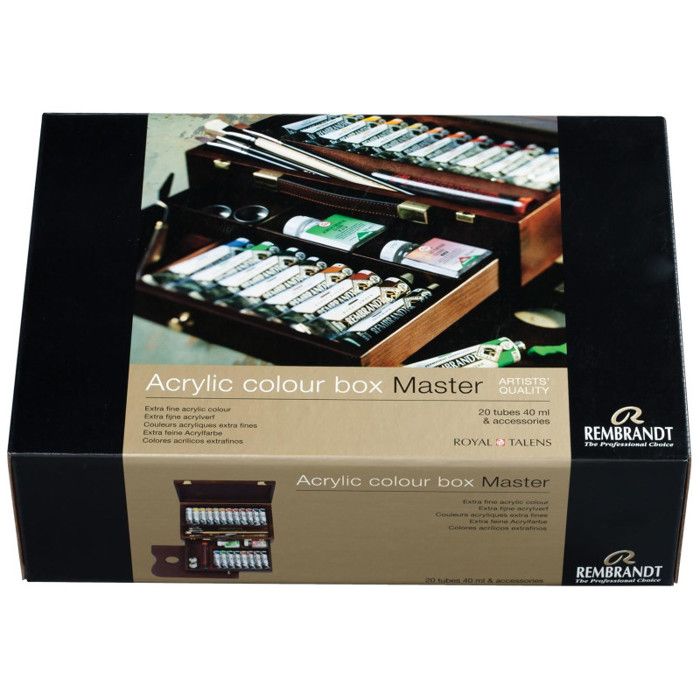 Acrylic paint - Wooden box - 20 tubes of 40 ml - Rembrandt bianco