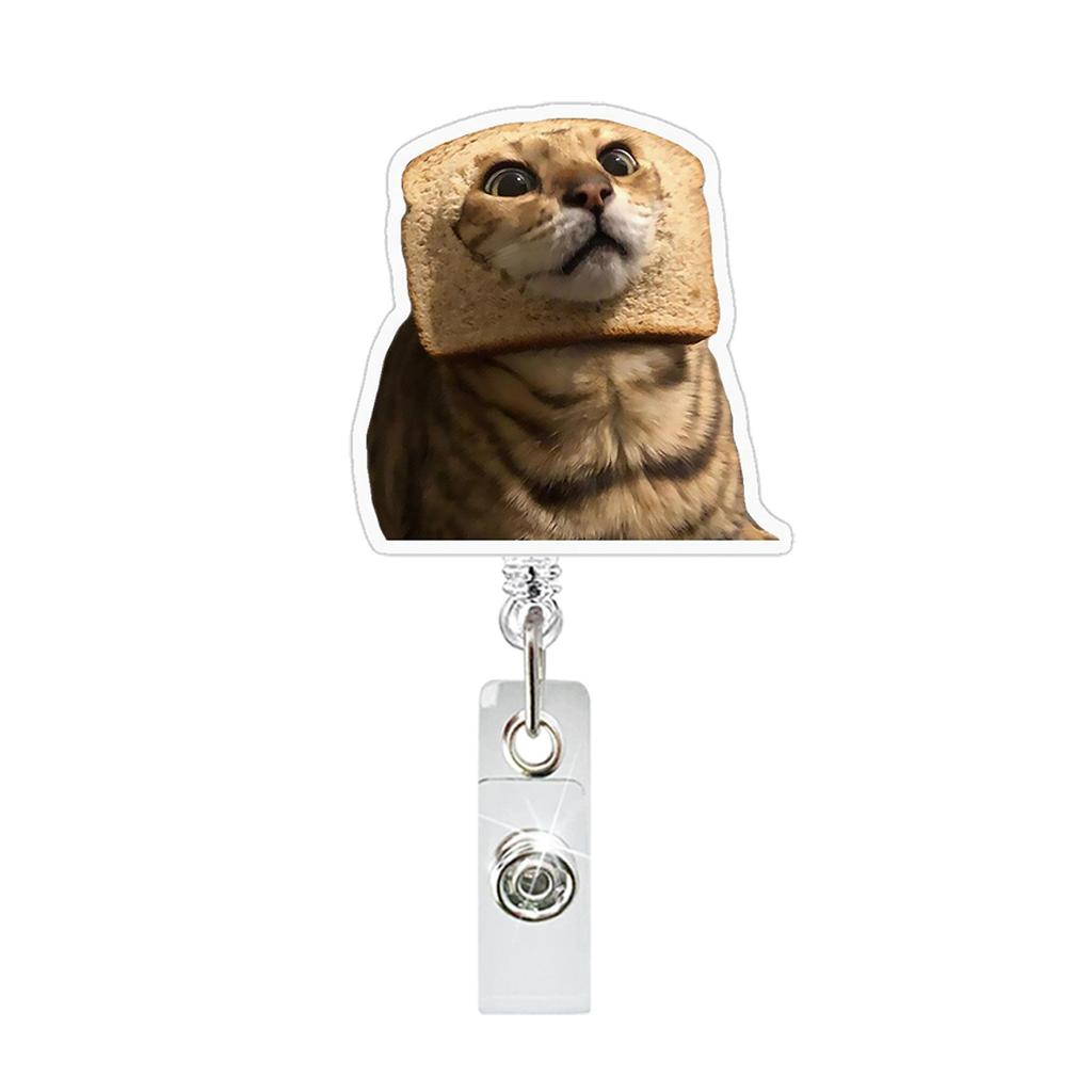 1Pc Funny Cat Meme Acrylic Badge Holder Retractable Easy Pull Badge Reel Lanyard for ID Card Holder Name Tag Key Nurse Accessory