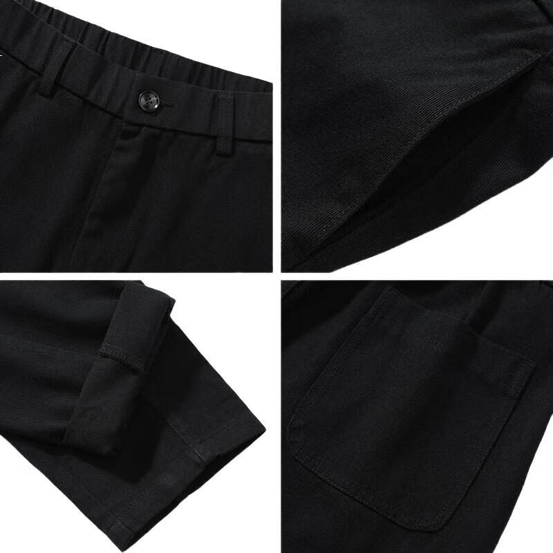 CLOR Pure Cotton American-Style Cargo Pants for Men, Spring And Summer Style, Trendy Loose Straight-Leg Trousers, Casual Pants CM04 Black Size M
