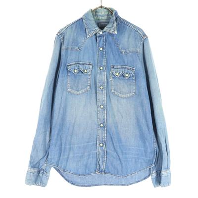 Made In Japan Long Sleeve Denim Western Shirt 2 Blue Men's Used