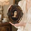 Vintage Oval Picture Frame with Embossed Design Tabletop/Wall Mount Retro Po Frame
