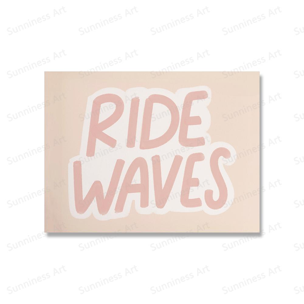 Modern Landskapsposter Surf Rida Vågor Rosa Snäcka Canvasmålning Palmträd Väggkonst Bilder Minimalistisk Boho för Heminredning