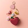 Bonaventura Mini Pouch with Chain, Shrink Leather (Heart) [Red], Coin Purse, European-Grade Genuine Leather, Gift, BCCT7-RD