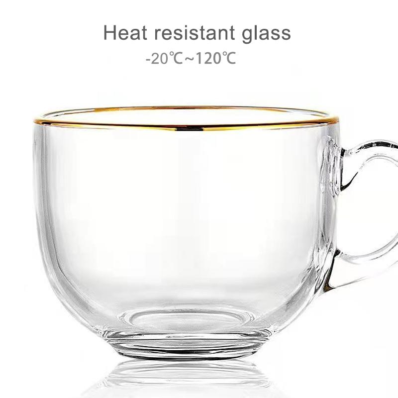 480ml Gold Inlay Edge Glass Salad Bowl Fruit Rice mug Bowls Food Storage Container Lunch Bento Box Decoration Tableware