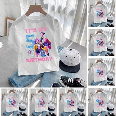 Fashion Kids T-shirt Birthday Gift Cartoon Kpop Demon Hunters Print T-shirt Short Sleeve Tees Summer Casual Girl Boy Tops Clothing