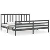 VidaXL Bed Frame with Headboard Grey 200x200 Cm Solid Wood 3193878