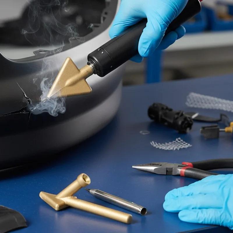 4PCS Copper Car Bumper Repair Smoothing Welder Replacement 80W Triangular Soldering Iron Tips Set Cars Sheet Metal Repair Tools