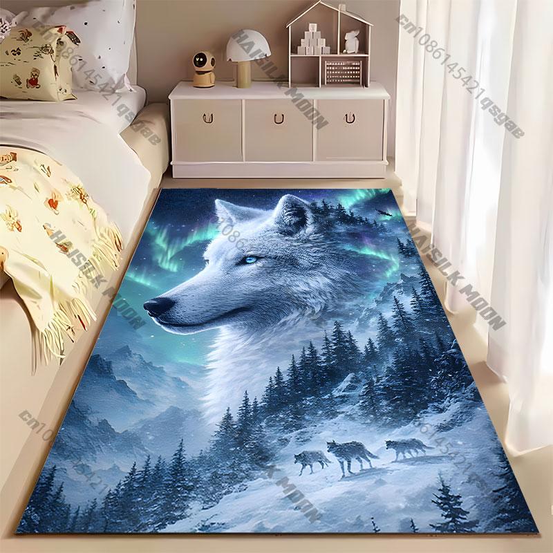 Nature wolf spirit winter harmony carpet Yoga living room room decor children's crawling mat doormat area rug games mat