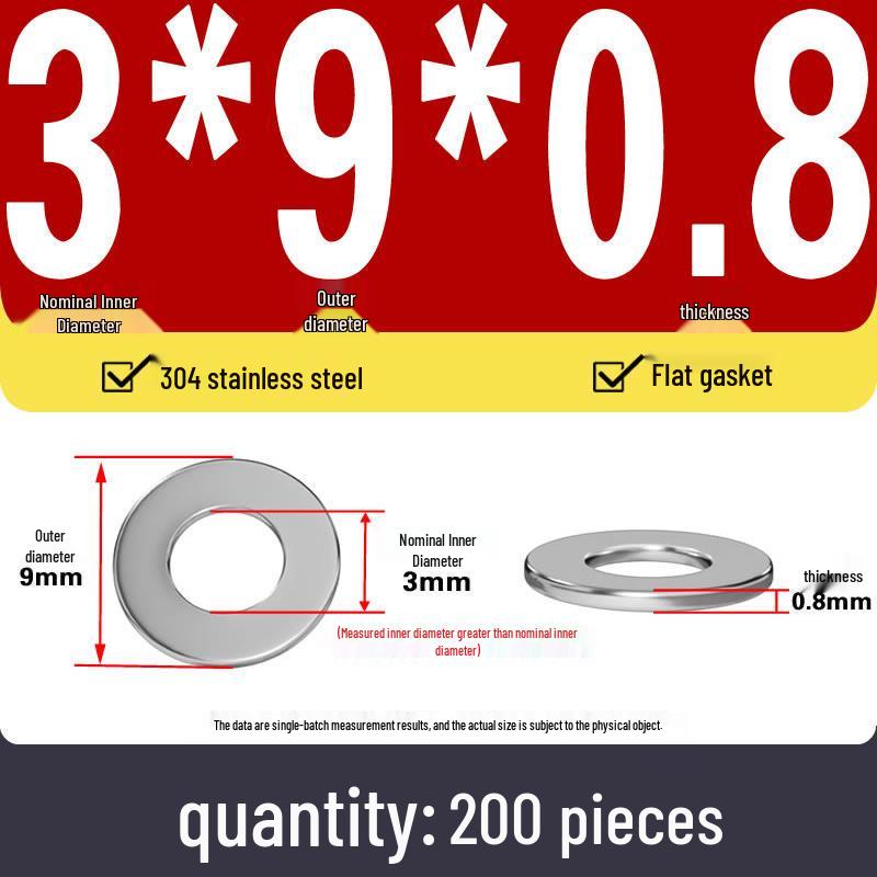 Plochá podložka z nerezové oceli 304 pro nastavení vůle hřídele (0,1/0,2/0,3 mm)