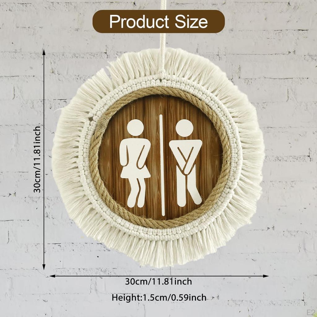 Unisex Restroom Door Sign,Wooden Bathroom Sign Easy to Hang Plaque Women Men Toilet Wall Decor for