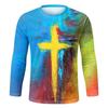 Spring and Autumn Round Neck 3D Printed Top Fashionable Casual Colorful Long Sleeved Men's T-shirts