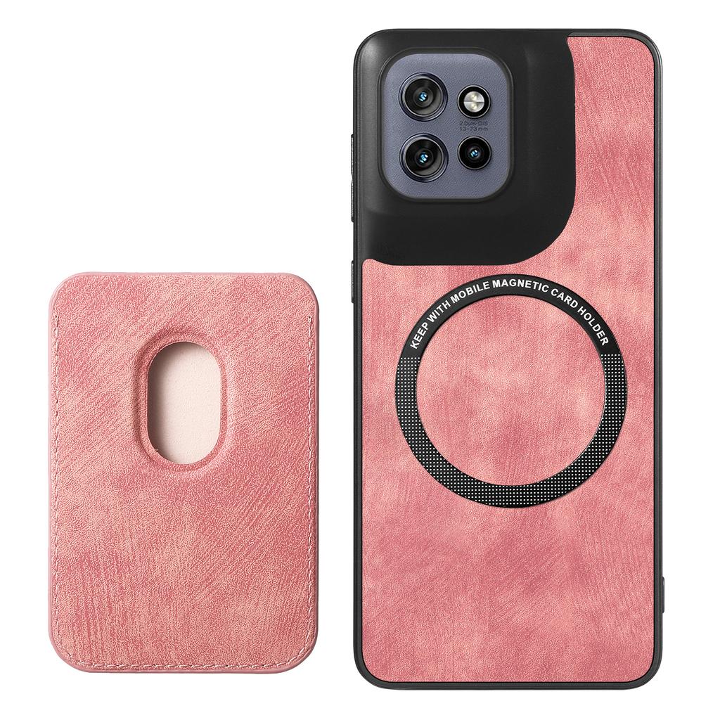 For Motorola Edge 50 Neo 5G Case Compatible with MagSafe Leather Back Cover with Detachable Card Holder