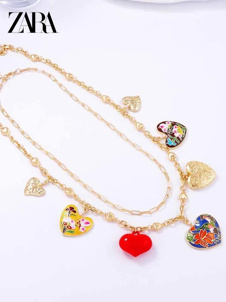 Alloy Heart Pendant Double-Layer Collarbone Chain For Women
