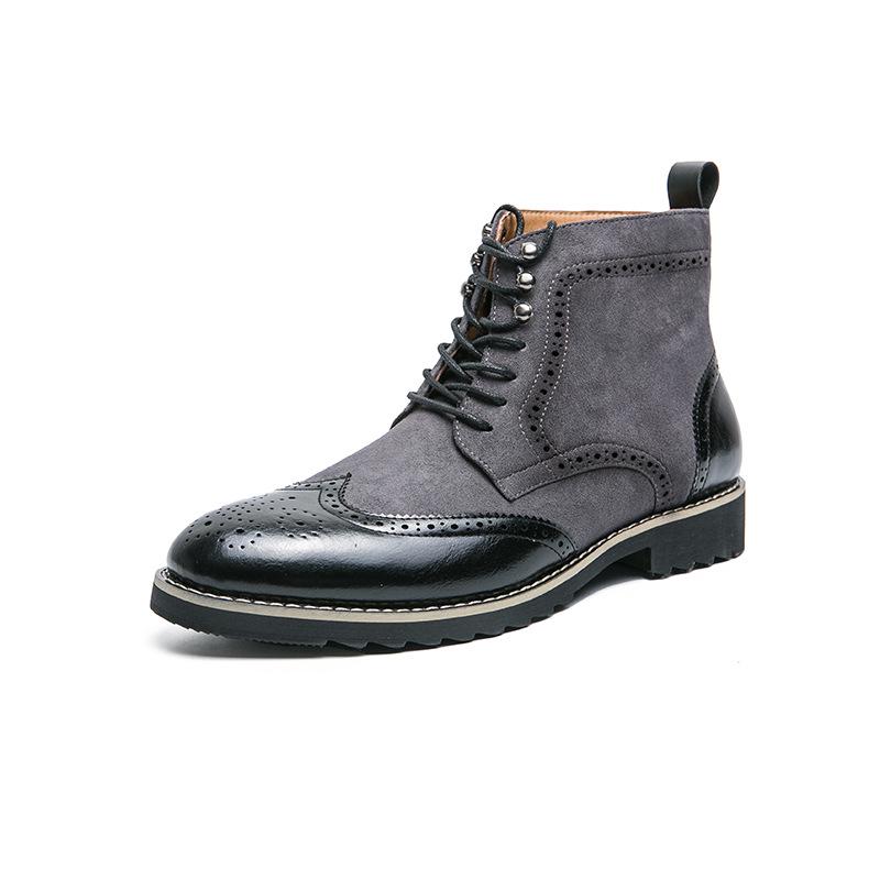 Plus Size Men's Autumn/Winter Leather Chelsea Boots - British Style High-Top Fashion