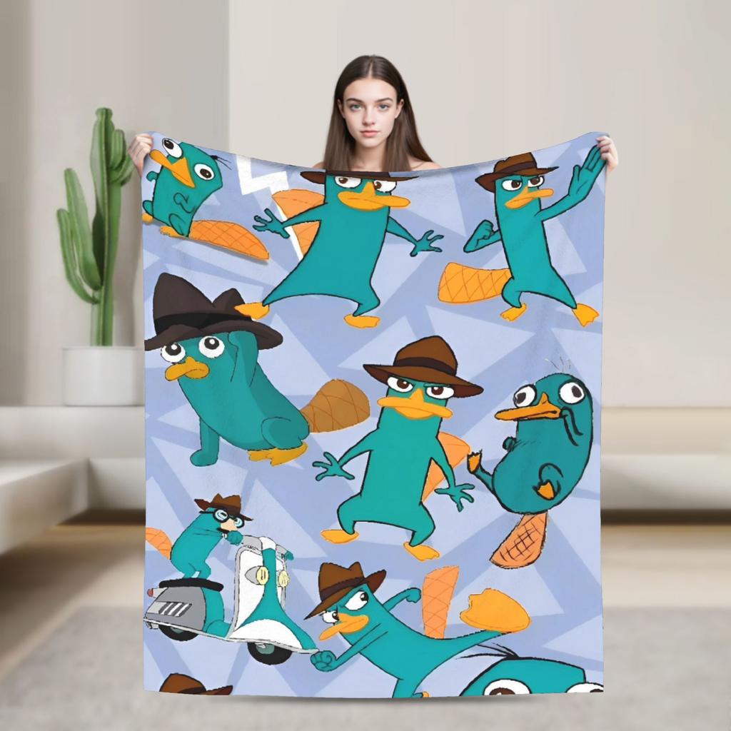 Perry the Platypus Warm Blankets Boy Girl Plush Throw Blanket Fashion Home Decor Flannel Bedspread Sofa Bed Cover