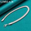 925 Sterling Silver 6mm Flat Snake Chain Bracelet For Women Man Charm Fashion Jewelry MB080