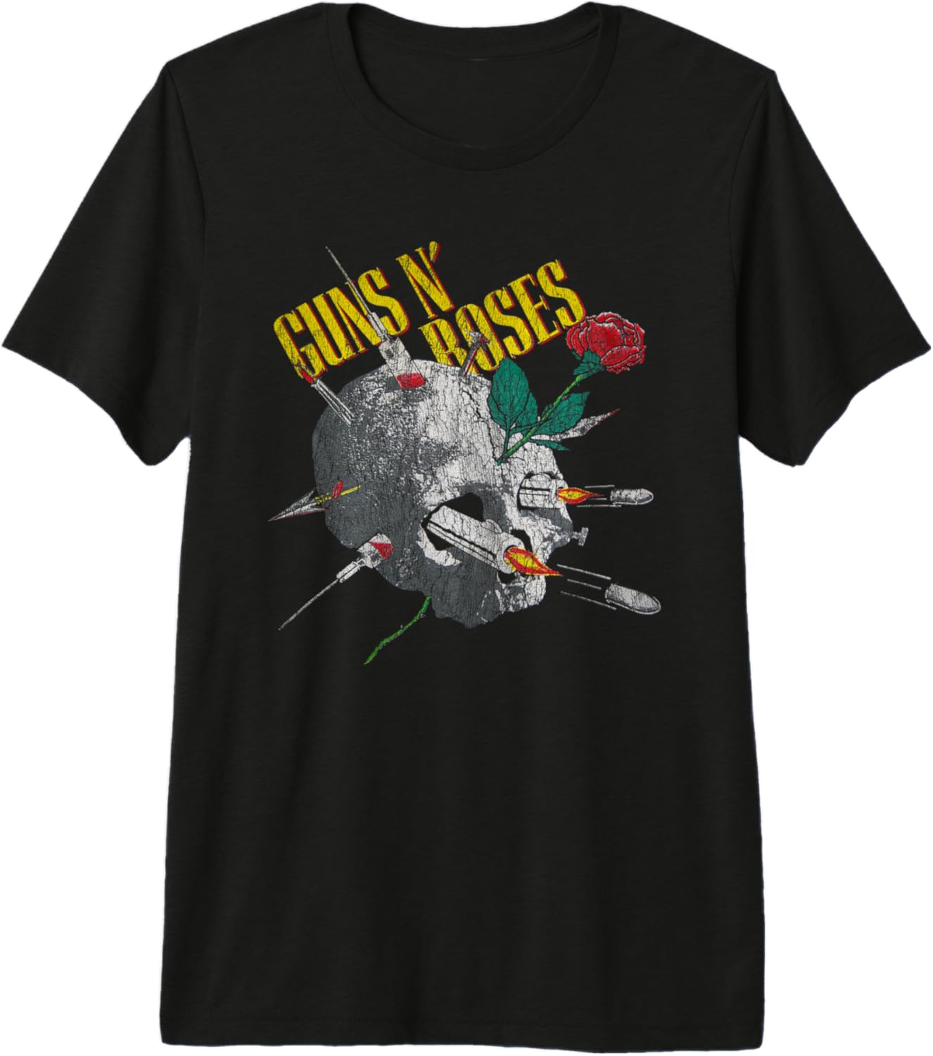 Guns N  Roses Official Needle Skull Vintage Premium T-Shirt S