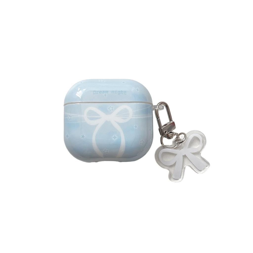 Light Blue Bow for AirPods1 Earphone Case 1/1 Generation Apple AirPods Pro1 Protective Case Cute